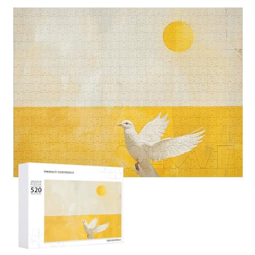 Holzpuzzle "A White Dove Flies" für Erwachsene, 520 Teile, schwierige, herausfordernde Puzzles, einzigartiges Denksport-Puzzle, einzigartige Form, fortschrittliche Puzzle, tolle Geschenkidee von HJKBCV