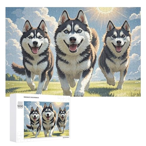 Laufende Hunde-Puzzles für Erwachsene, personalisiertes Puzzle, herausforderndes Bild, Holzfotos, Puzzle mit Aufbewahrungstasche, Familientreffen, Puzzle für Hochzeitsgeschenk von HJKBCV