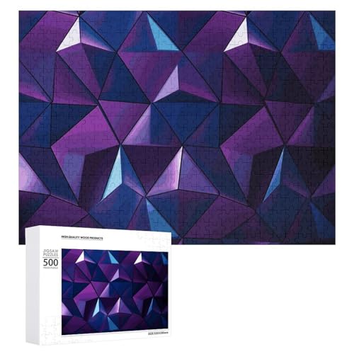 Lila geometrische Puzzles für Erwachsene, personalisiertes Puzzle, herausforderndes Bild, Holzfotos, Puzzle mit Aufbewahrungstasche, Familientreffen, Puzzle für Hochzeitsgeschenk von HJKBCV