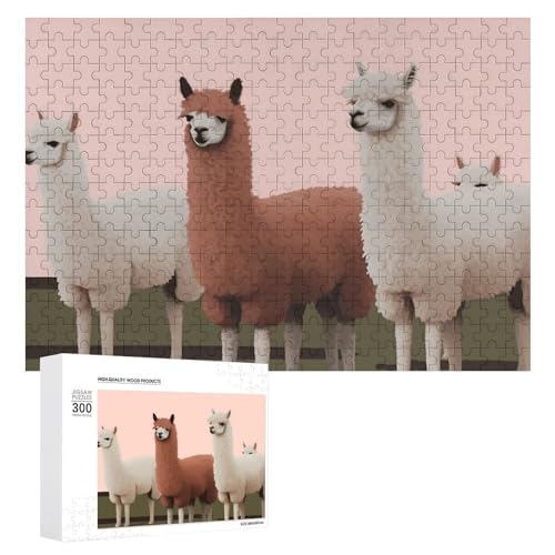 Lovely Alpacas Puzzles for Adults Personalized Jigsaw Puzzles Challenging Picture Puzzle Wooden Photos Puzzle with Storage Bag Family Reunion Puzzle for Wedding Gift von HJKBCV