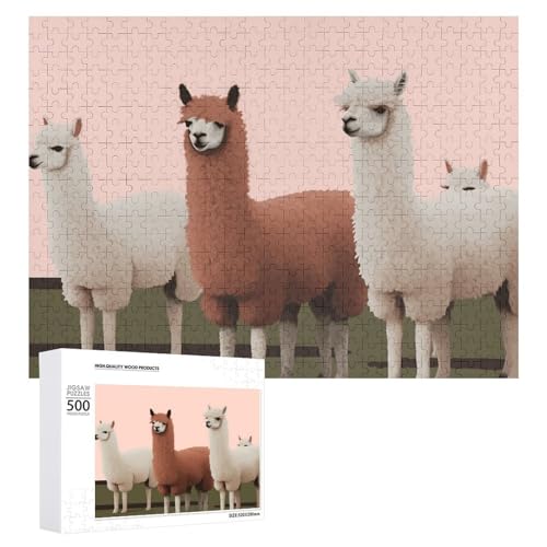 Lovely Alpacas Puzzles for Adults Personalized Jigsaw Puzzles Challenging Picture Puzzle Wooden Photos Puzzle with Storage Bag Family Reunion Puzzle for Wedding Gift von HJKBCV