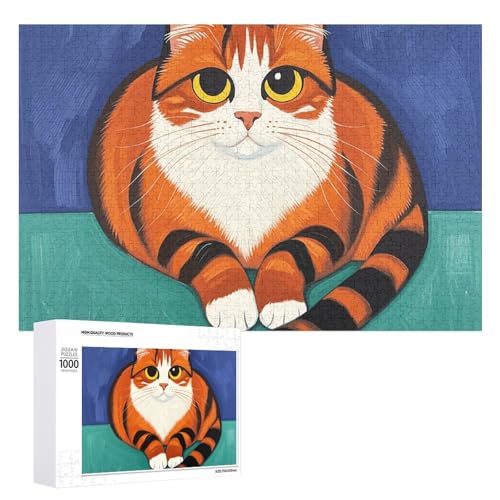 Mid-Century Modern Art Cats Puzzles for Adults Personalized Jigsaw Puzzles Challenging Picture Puzzle Wooden Photos Puzzle with Storage Bag Family Reunion Puzzle for Wedding Gift von HJKBCV