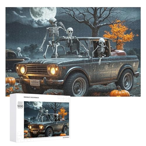 Mond- und Auto-Puzzles für Erwachsene, personalisiertes Puzzle, herausforderndes Bild, Holzfotos, Puzzle mit Aufbewahrungstasche, Familientreffen, Puzzle für Hochzeitsgeschenk von HJKBCV