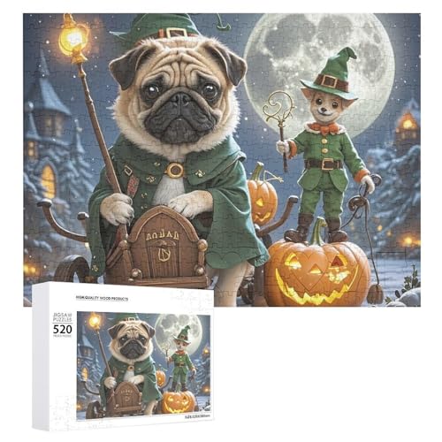 Mond- und JackLantern-Puzzles für Erwachsene, personalisiertes Puzzle, herausforderndes Bild, Holzfotos, Puzzle mit Aufbewahrungstasche, Familientreffen, Puzzle für Hochzeitsgeschenk von HJKBCV