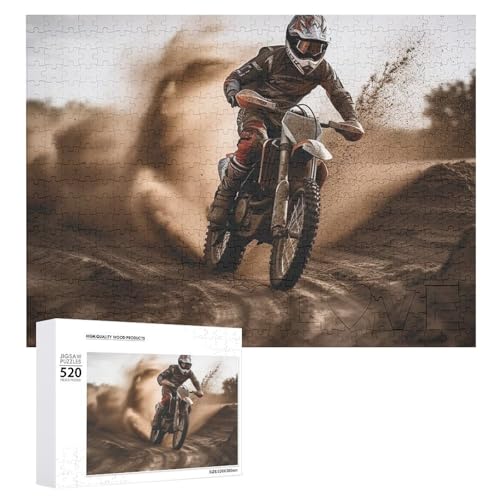 Motocross-Holzpuzzle für Erwachsene, 520 Teile, schwierige, herausfordernde Puzzles, einzigartiges Denksport-Puzzle, einzigartige Form, fortschrittliche Puzzle, tolle Geschenkidee von HJKBCV