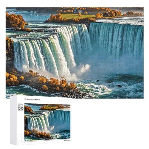 Niagara Herbst-Puzzles für Erwachsene, personalisiertes Puzzle, herausforderndes Bild, Holzfotos, Puzzle mit Aufbewahrungstasche, Familientreffen, Puzzle für Hochzeitsgeschenk von HJKBCV