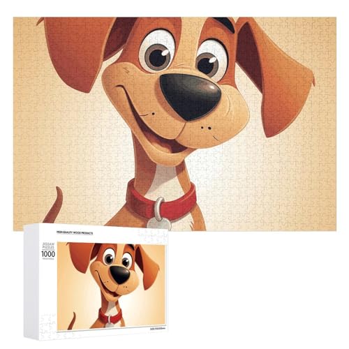 Niedliche Cartoon-Hunde-Puzzles für Erwachsene, personalisiertes Puzzle, herausforderndes Bild, Holzfotos, Puzzle mit Aufbewahrungstasche, Familientreffen, Puzzle für Hochzeitsgeschenk von HJKBCV