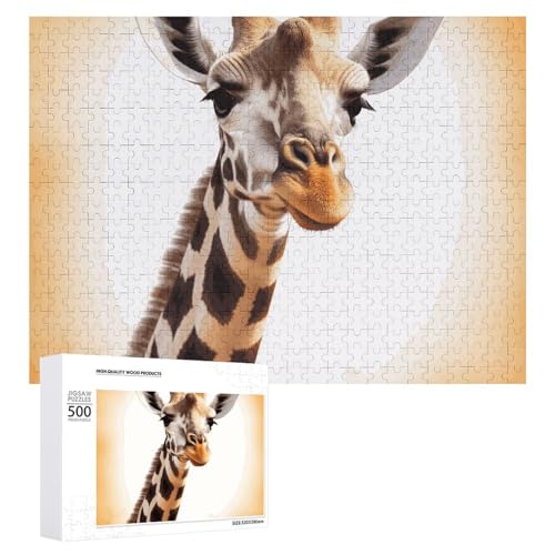 Niedliche Giraffen-Puzzles für Erwachsene, personalisiertes Puzzle, herausforderndes Bild, Holzfotos, Puzzle mit Aufbewahrungstasche, Familientreffen, Puzzle für Hochzeitsgeschenk von HJKBCV