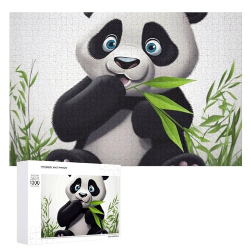 Niedliche Panda-Puzzles für Erwachsene, personalisiertes Puzzle, herausforderndes Bild, Holzfoto-Puzzle mit Aufbewahrungstasche, Familientreffen, Puzzle für Hochzeitsgeschenk von HJKBCV