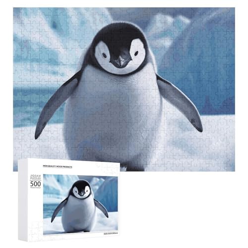 Niedliche Pinguin-Puzzles für Erwachsene, personalisiertes Puzzle, herausforderndes Bildpuzzle, Holzfoto-Puzzle mit Aufbewahrungstasche, Familientreffen, Puzzle für Hochzeitsgeschenk von HJKBCV