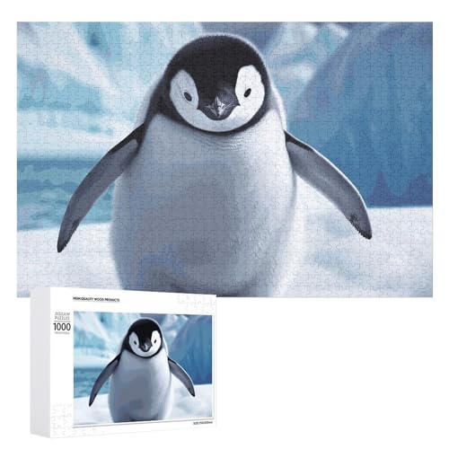 Niedliche Pinguin-Puzzles für Erwachsene, personalisiertes Puzzle, herausforderndes Bildpuzzle, Holzfoto-Puzzle mit Aufbewahrungstasche, Familientreffen, Puzzle für Hochzeitsgeschenk von HJKBCV