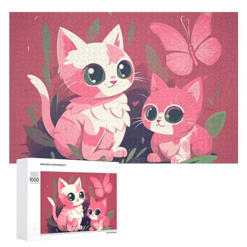 Niedliche Schmetterlings- und Katzenpuzzles für Erwachsene, personalisiertes Puzzle, herausforderndes Bild, Holzfotos, Puzzle mit Aufbewahrungstasche, Familientreffen, Puzzle für Hochzeitsgeschenk von HJKBCV