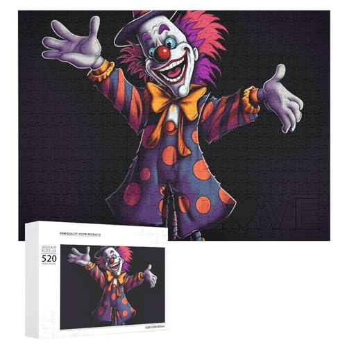 Niedliches Cartoon-Clown-Holzpuzzle für Erwachsene, 520 Teile, schwierige, herausfordernde Puzzles, einzigartiges Denksport-Puzzle, einzigartige Form, fortschrittliche Puzzle, tolle Geschenkidee von HJKBCV