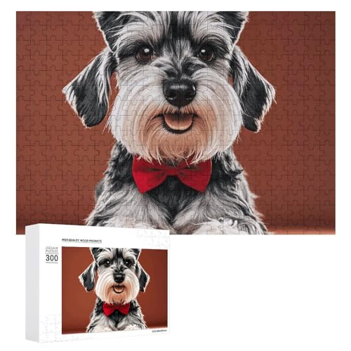 Öl-Puzzle, niedliches Schnauzer-Hunde-Puzzle für Erwachsene, personalisierbar, herausforderndes Bild, Holzfotos, Puzzle mit Aufbewahrungstasche, Familientreffen, Puzzle für Hochzeitsgeschenk von HJKBCV