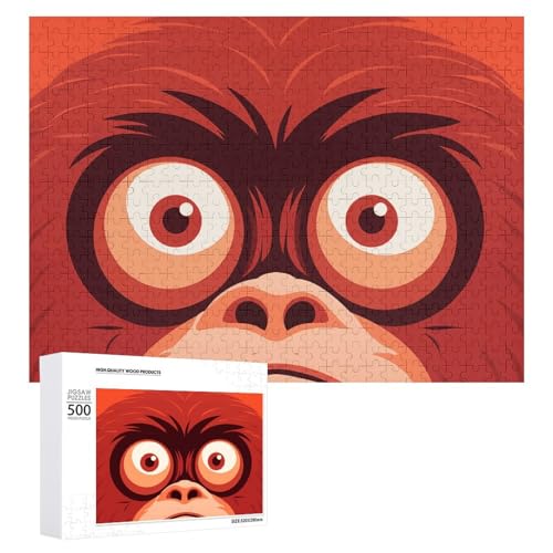 Orang-Utan-Gesichtspuzzles für Erwachsene, personalisiertes Puzzle, herausforderndes Bild, Holzfotos, Puzzle mit Aufbewahrungstasche, Familientreffen, Puzzle für Hochzeitsgeschenk von HJKBCV