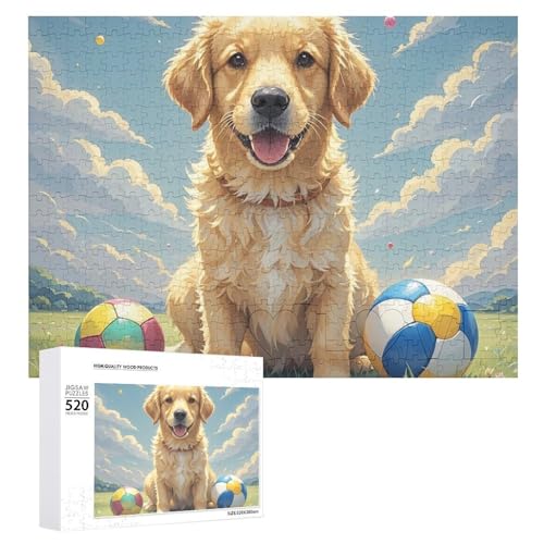 Puzzle Hund auf dem Rasen für Erwachsene, personalisiertes Puzzle, herausforderndes Bild, Holzfotos, Puzzle mit Aufbewahrungstasche, Familientreffen, Puzzle für Hochzeitsgeschenk von HJKBCV