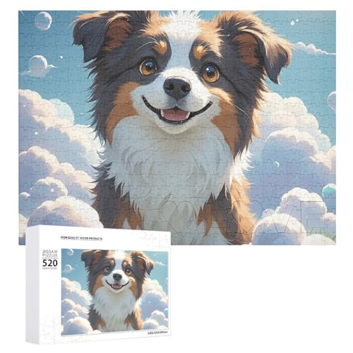 Puzzle Hund in den Wolken für Erwachsene, personalisiertes Puzzle, herausforderndes Bild, Holzfotos, Puzzle mit Aufbewahrungstasche, Familientreffen, Puzzle für Hochzeitsgeschenk von HJKBCV