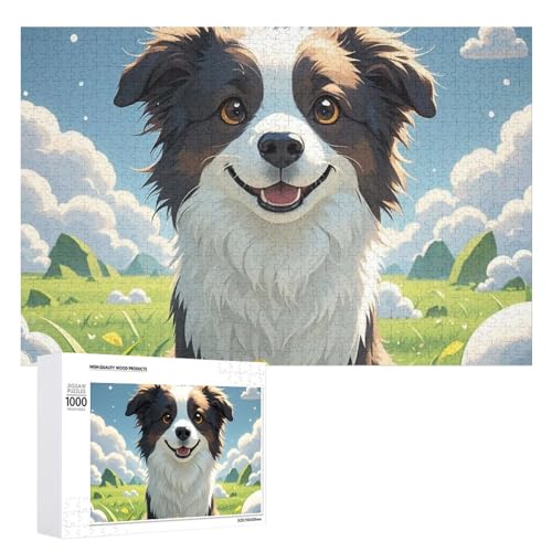 Puzzle Hund in der Sonne für Erwachsene, personalisiertes Puzzle, herausforderndes Bild, Holzfotos, Puzzle mit Aufbewahrungstasche, Familientreffen, Puzzle für Hochzeitsgeschenk von HJKBCV