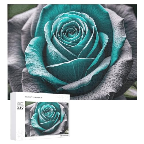 Puzzle mit rosafarbenen Rosen für Erwachsene, personalisierbar, herausforderndes Bild, Holzfotos, Puzzle mit Aufbewahrungstasche, Familientreffen, Puzzle für Hochzeitsgeschenk von HJKBCV