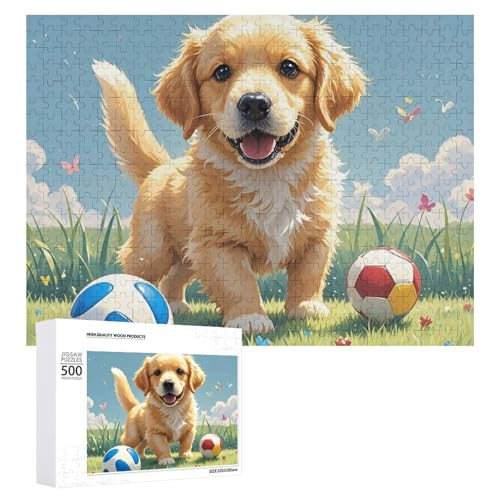 Rasen- und Hundepuzzles für Erwachsene, personalisiertes Puzzle, herausforderndes Bild, Holzfotos, Puzzle mit Aufbewahrungstasche, Familientreffen, Puzzle für Hochzeitsgeschenk von HJKBCV