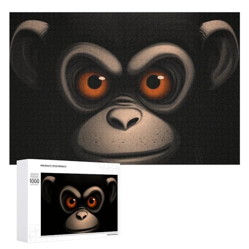 Red Eyed Monkey Puzzles for Adults Personalized Jigsaw Puzzles Challenging Picture Puzzle Wooden Photos Puzzle with Storage Bag Family Reunion Puzzle for Wedding Gift von HJKBCV