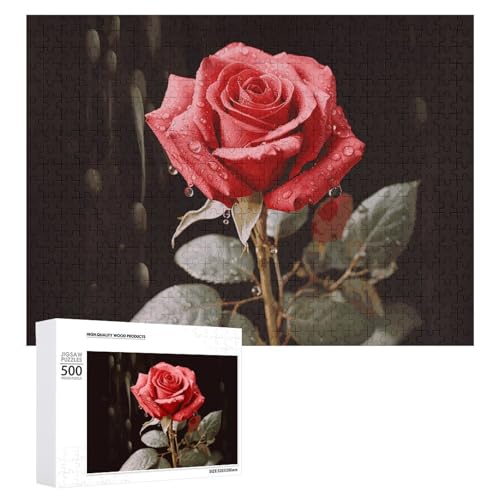 Rote Rosen und Liebespuzzles für Erwachsene, personalisiertes Puzzle, herausforderndes Bild, Holzfotos, Puzzle mit Aufbewahrungstasche, Familientreffen, Puzzle für Hochzeitsgeschenk von HJKBCV