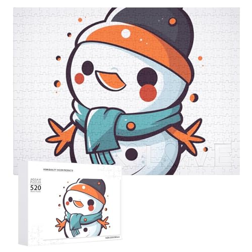 Schneemann-Puzzles mit orangefarbener Nase für Erwachsene, personalisiertes Puzzle, herausforderndes Bild, Holzfotos, Puzzle mit Aufbewahrungstasche, Familientreffen, Puzzle für Hochzeitsgeschenk von HJKBCV