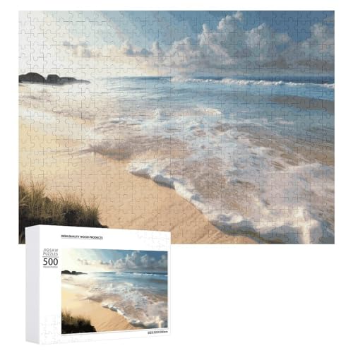 Serene Coastal Puzzles für Erwachsene, personalisiertes Puzzle, herausforderndes Bild, Holzfotos, Puzzle mit Aufbewahrungstasche, Familientreffen, Puzzle für Hochzeitsgeschenk von HJKBCV