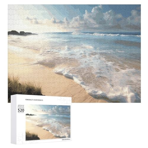 Serene Coastal Puzzles für Erwachsene, personalisiertes Puzzle, herausforderndes Bild, Holzfotos, Puzzle mit Aufbewahrungstasche, Familientreffen, Puzzle für Hochzeitsgeschenk von HJKBCV