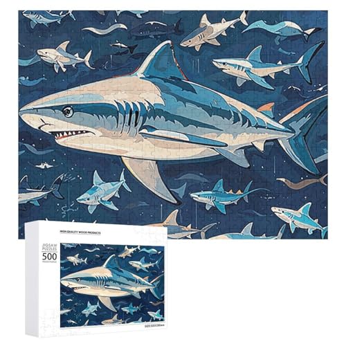 Sharks Nautical Puzzles for Adults Personalized Jigsaw Puzzles Challenging Picture Puzzle Wooden Photos Puzzle with Storage Bag Family Reunion Puzzle for Wedding Gift von HJKBCV