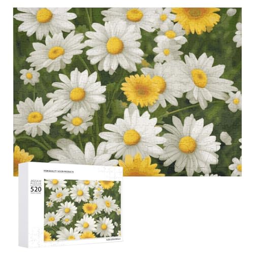 Sommer-Blumen-Gänseblümchen-Blumen-Puzzles für Erwachsene, personalisiertes Puzzle, herausforderndes Bild, Holzfotos, Puzzle mit Aufbewahrungstasche, Familientreffen, Puzzle für Hochzeitsgeschenk von HJKBCV