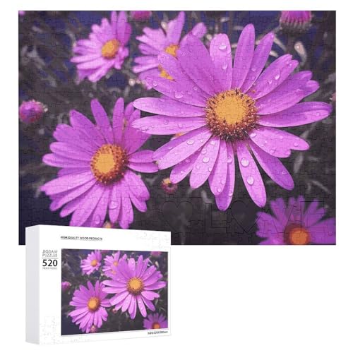 Sommer-Puzzles mit lila Blumen, für Erwachsene, personalisierbar, herausforderndes Bild, Holzfotos, Puzzle mit Aufbewahrungstasche, Familientreffen, Puzzle für Hochzeitsgeschenk von HJKBCV