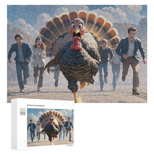 Springende Türkei Puzzles für Erwachsene, personalisiertes Puzzle, herausforderndes Bild, Holzfotos, Puzzle mit Aufbewahrungstasche, Familientreffen, Puzzle für Hochzeitsgeschenk von HJKBCV