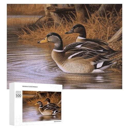 Stockenten-Puzzles für Erwachsene, personalisiertes Puzzle, herausforderndes Bild, Holzfotos, Puzzle mit Aufbewahrungstasche, Familientreffen, Puzzle für Hochzeitsgeschenk von HJKBCV