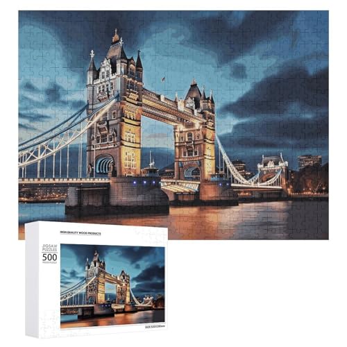 Tower Bridge in London Puzzles für Erwachsene, personalisiertes Puzzle, herausforderndes Bild, Holzfotos, Puzzle mit Aufbewahrungstasche, Familientreffen, Puzzle für Hochzeitsgeschenk von HJKBCV