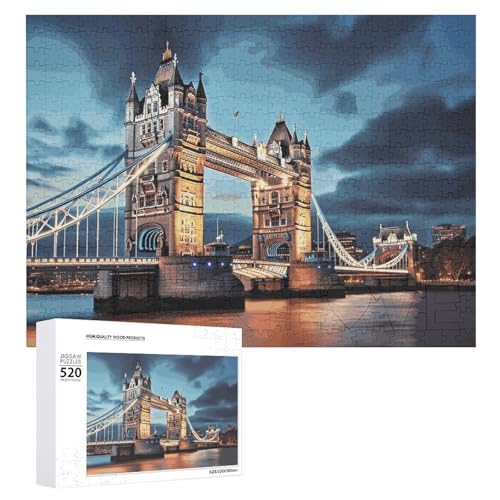 Tower Bridge in London Puzzles für Erwachsene, personalisiertes Puzzle, herausforderndes Bild, Holzfotos, Puzzle mit Aufbewahrungstasche, Familientreffen, Puzzle für Hochzeitsgeschenk von HJKBCV