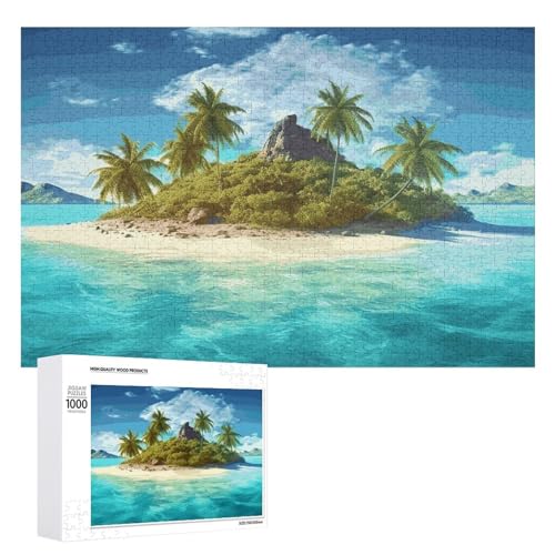 Tropische Insel-Puzzles für Erwachsene, personalisiertes Puzzle, herausforderndes Bild, Holzfotos, Puzzle mit Aufbewahrungstasche, Familientreffen, Puzzle für Hochzeitsgeschenk von HJKBCV