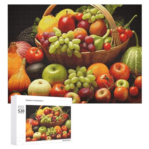 Verschiedene frisches Gemüse, Obst, Puzzles für Erwachsene, personalisierbar, herausforderndes Bild, Holzfotos, Puzzle mit Aufbewahrungstasche, Familientreffen, Puzzle für Hochzeitsgeschenk von HJKBCV