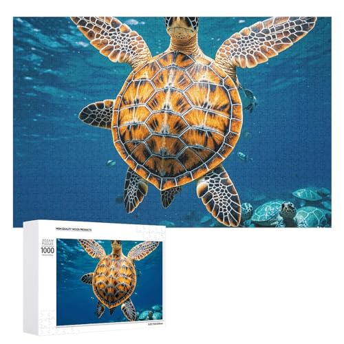 Viele Meerschildkröten-Puzzles für Erwachsene, personalisierbar, herausforderndes Bild, Holzfotos, Puzzle mit Aufbewahrungstasche, Familientreffen, Puzzle für Hochzeitsgeschenk von HJKBCV