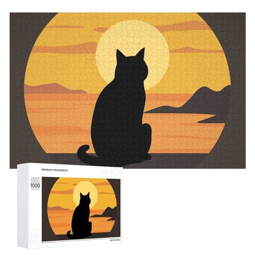 Warme Katzen-Puzzles für Erwachsene, personalisiertes Puzzle, herausforderndes Bild, Holzfotos, Puzzle mit Aufbewahrungstasche, Familientreffen, Puzzle für Hochzeitsgeschenk von HJKBCV