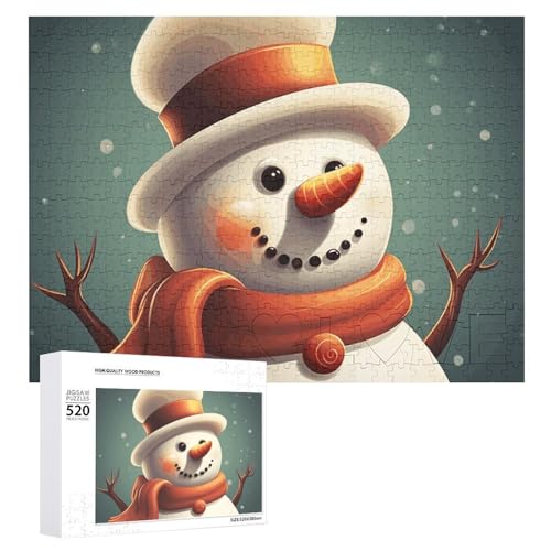 Weihnachtliches Schneemann-Puzzles für Erwachsene, personalisiertes Puzzle, herausforderndes Bildpuzzle, Holzfoto-Puzzle mit Aufbewahrungstasche, Familientreffen, Puzzle für Hochzeitsgeschenk von HJKBCV