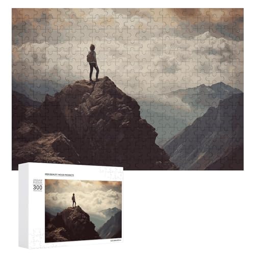 "Woman on A Top Mountain Puzzles for Adults Personalized Jigsaw Puzzles Challenging Picture Puzzle Wooden Photos Puzzle with Storage Bag Family Reunion Puzzle for Wedding Gift von HJKBCV