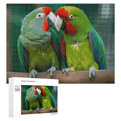 Zwei Papageien lieben sich gegenseitig, Puzzles für Erwachsene, personalisiertes Puzzle, herausforderndes Bild, Holzfotos, Puzzle mit Aufbewahrungstasche, Familientreffen, Puzzle für Hochzeitsgeschenk von HJKBCV