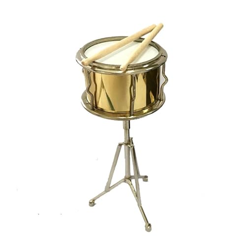 Miniatur Musikinstrument Modell 9cm Miniatur Snare Drum Mini Musical Instrument Modell Zubehör Dekoration Geschenk(Gold) von HJKLBGT