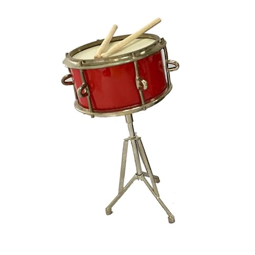 Miniatur Musikinstrument Modell 9cm Miniatur Snare Drum Mini Musical Instrument Modell Zubehör Dekoration Geschenk(Red) von HJKLBGT