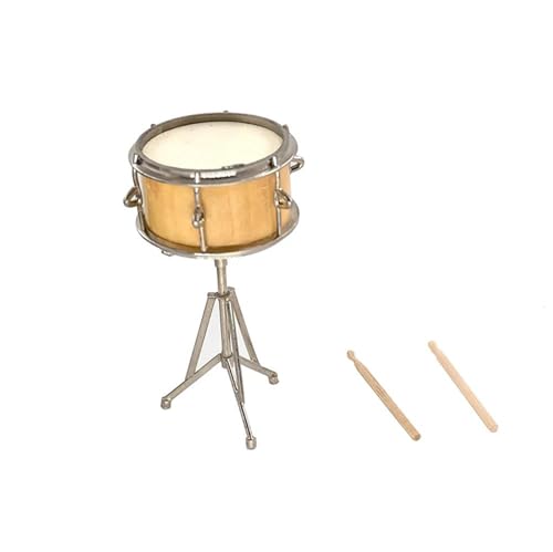 Miniatur Musikinstrument Modell 9cm Miniatur Snare Drum Mini Musical Instrument Modell Zubehör Dekoration Geschenk(Wood) von HJKLBGT