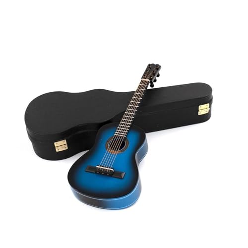 Miniatur Musikinstrument Modell Holz Miniatur Blau Gitarre Modell Mini Musical Instrument Dekoration Geschenk(10cm) von HJKLBGT