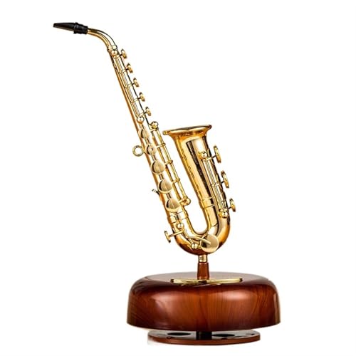 Miniatur Musikinstrument Modell Literarische Und Klassische Rotierende Pipa-Gitarren-Violine-Spieluhr Für Den Schreibtisch(Saxophone) von HJKLBGT