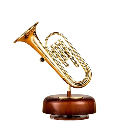 Miniatur Musikinstrument Modell Literarische Und Klassische Rotierende Pipa-Gitarren-Violine-Spieluhr Für Den Schreibtisch(Trumpet) von HJKLBGT