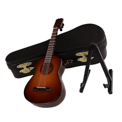 Miniatur Musikinstrument Modell Mini-Musikinstrument Kaffeefarben Klassische Gitarre Modell Ornamente Miniatur-Musikinstrument Geschenk(16) von HJKLBGT